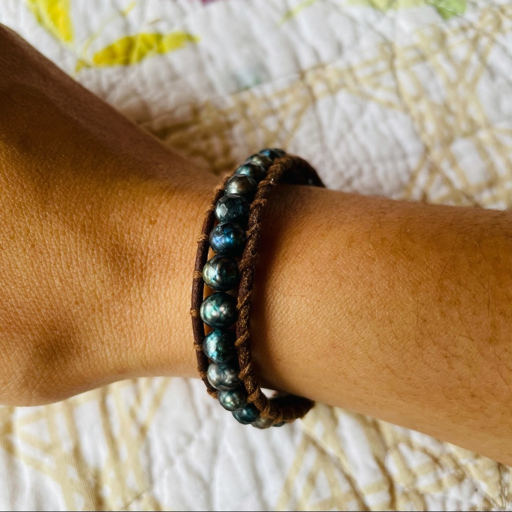 Chan Luu Pearl and Leather Bracelet Sundance